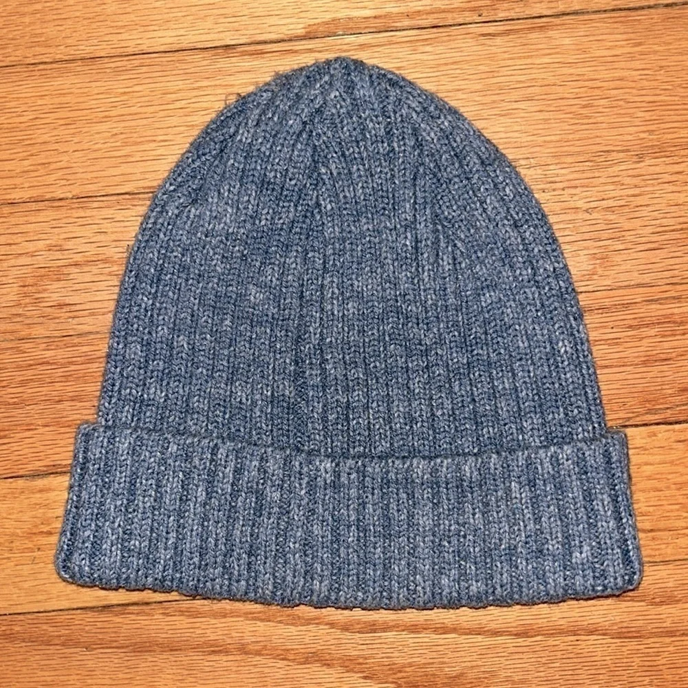 Life Is Good Blue Cotton & Wool Blend Ribbed Knit Beanie Toboggan OS